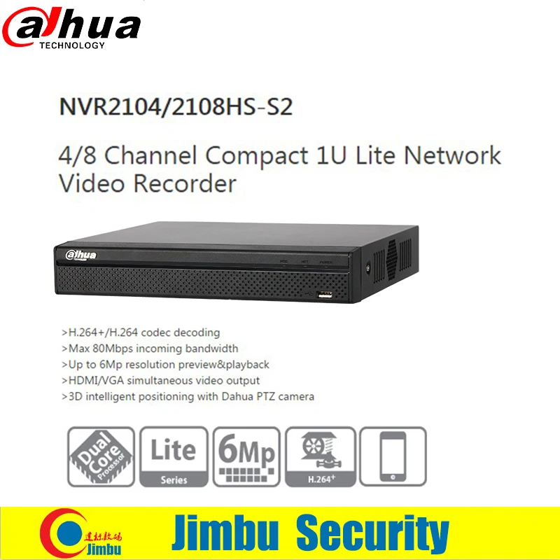 

Dahua network Video recorder NVR DHI- NVR2108HS-S2 4ch 8ch Up to 6Mp resolution 3D intelligent positioning with Dahua PTZ camera
