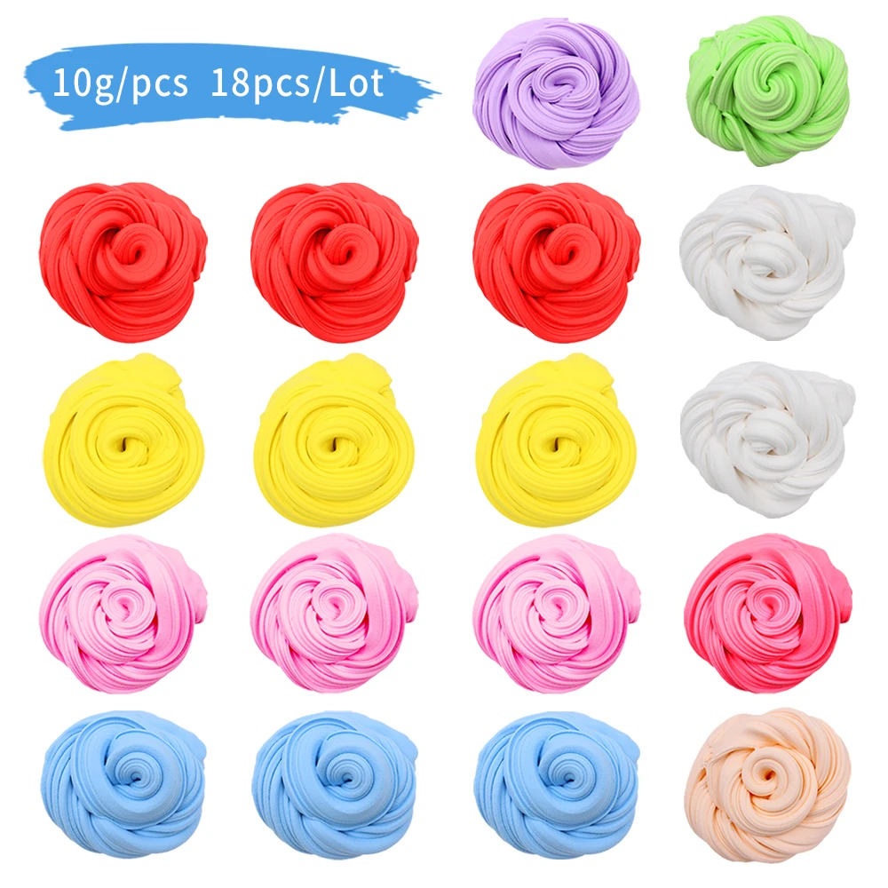 

18 PCS Fluffy Slime Plasticine Kids Toy Clay for Children Super Soft Slime Stress Relief Clay Slime Supplies