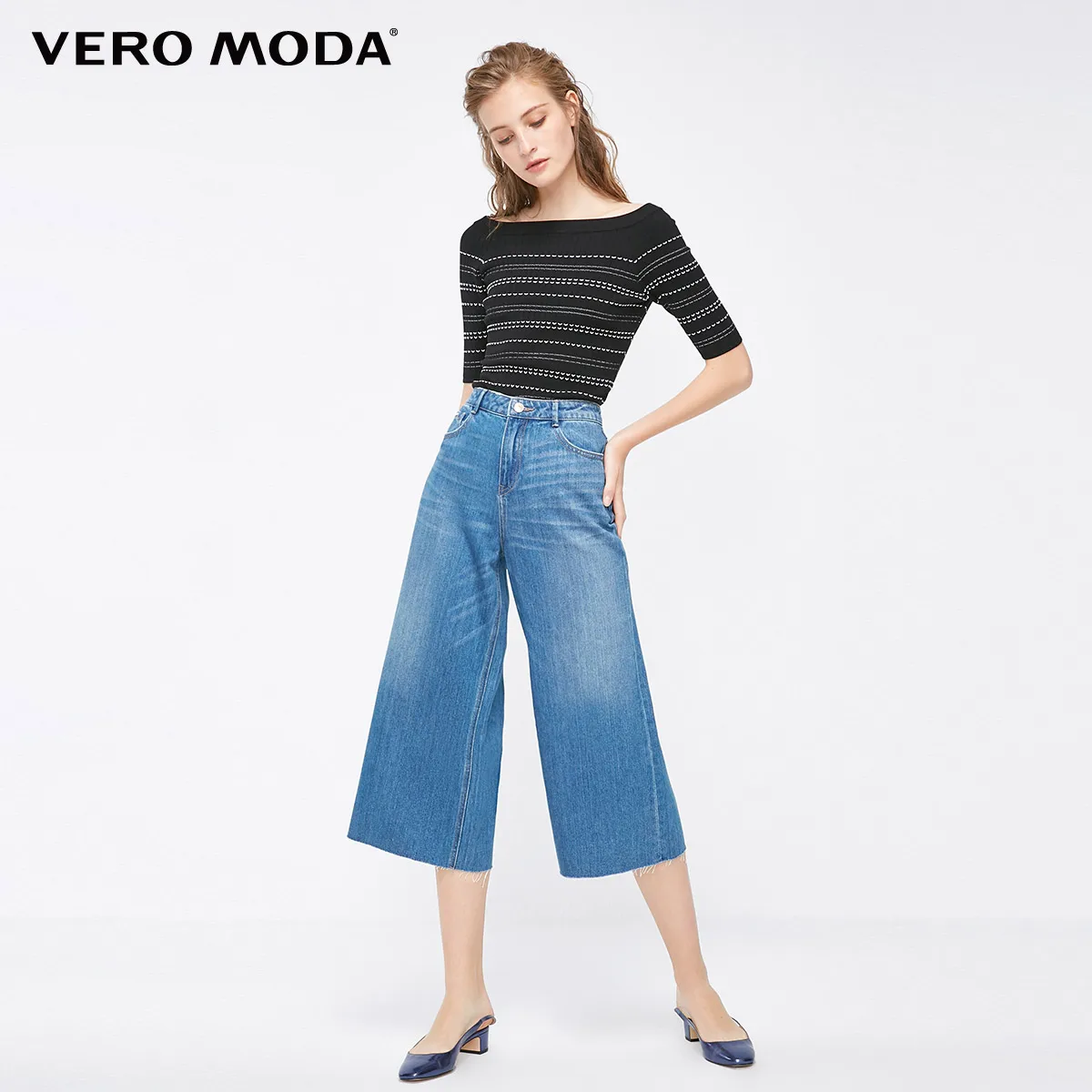 Vero Moda новые женские свободные джинсы с необработанными краями из хлопка | 31836I514