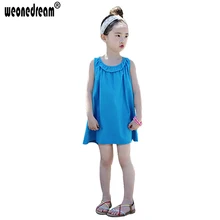 WEONEDREAM/ г., популярная детская повседневная одежда в Корейском стиле для девочек летнее пляжное платье для отдыха для девочек Модное детское платье без рукавов