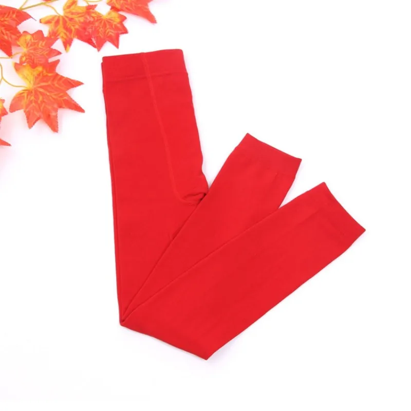 Осенне-зимние леггинсы для маленьких девочек теплые флисовые леггинсы ярких цветов для девочек, модные детские штаны Одежда для девочек от 3 до 9 лет - Цвет: red