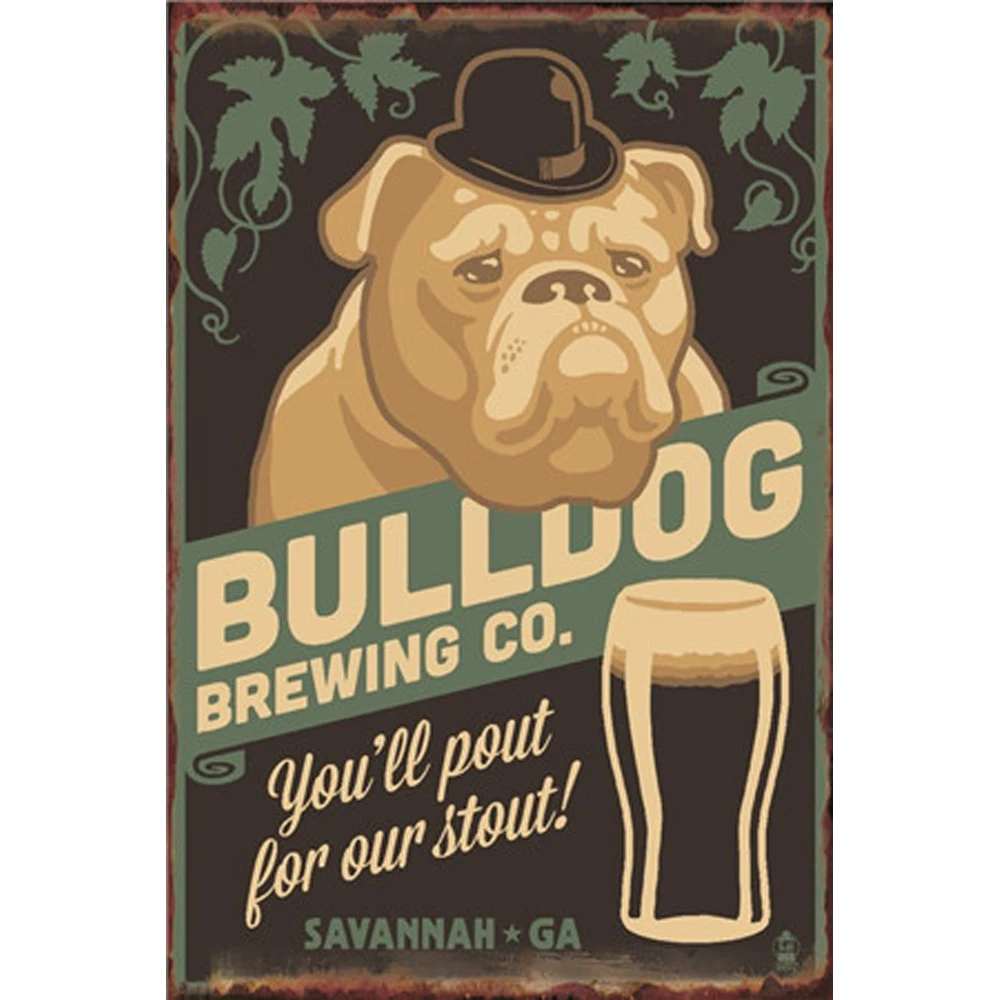 

Bulldog Shabby Chic Home Bar Cafe Vintage Wall Decor Art Metal Tin Signs Pub Tavern Retro Decorative Plates Metal Poster