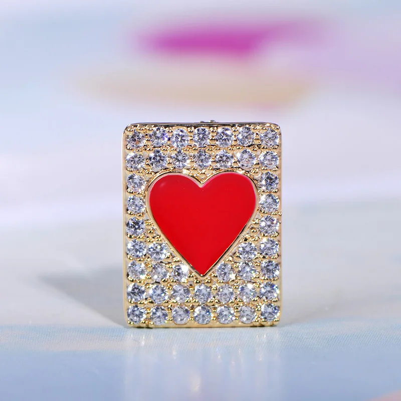 Dazz Изысканный красный сердце квадратной формы броши ювелирные изделия полный Циркон женщин мужчин платье костюм шляпные булавки медь Свадебные аксессуары подарок
