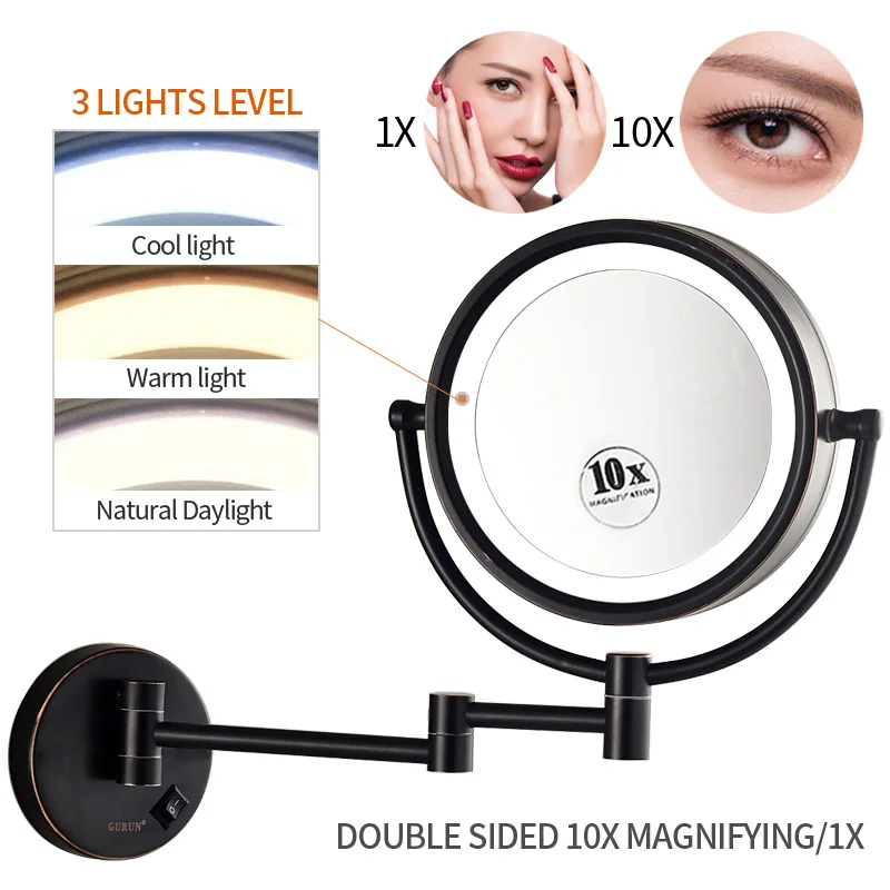 Wall Mounted Extending Folding Round Two Side3X 5X 7X 10X Magnification Bathroom men shaving Mirror Lady 2
