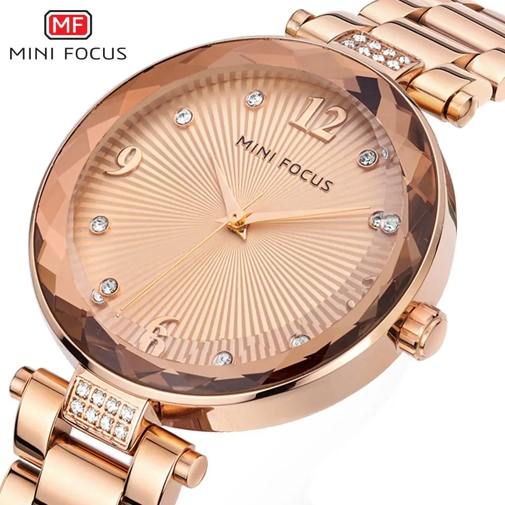 MINI FOCUS Crystal Gold Watch Women Ladies Famous Top Brand Luxury Quartz Watch Female Clock Montre Femme Relogio Feminino