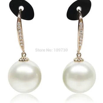 

ry00302 LUXURY!AAA WHITE 12MM GENUINE SOUTH SEA PEARL 14K GOLD