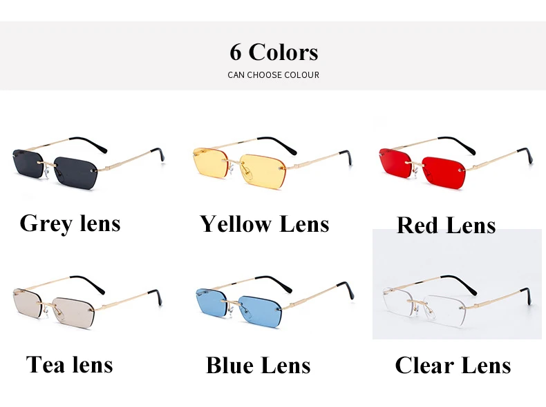 2019 Rimless Metal Sunglasses Men Women Fashion Brand Sunglass Retro Vintage Designer Square Black Glasses Oculos UV400