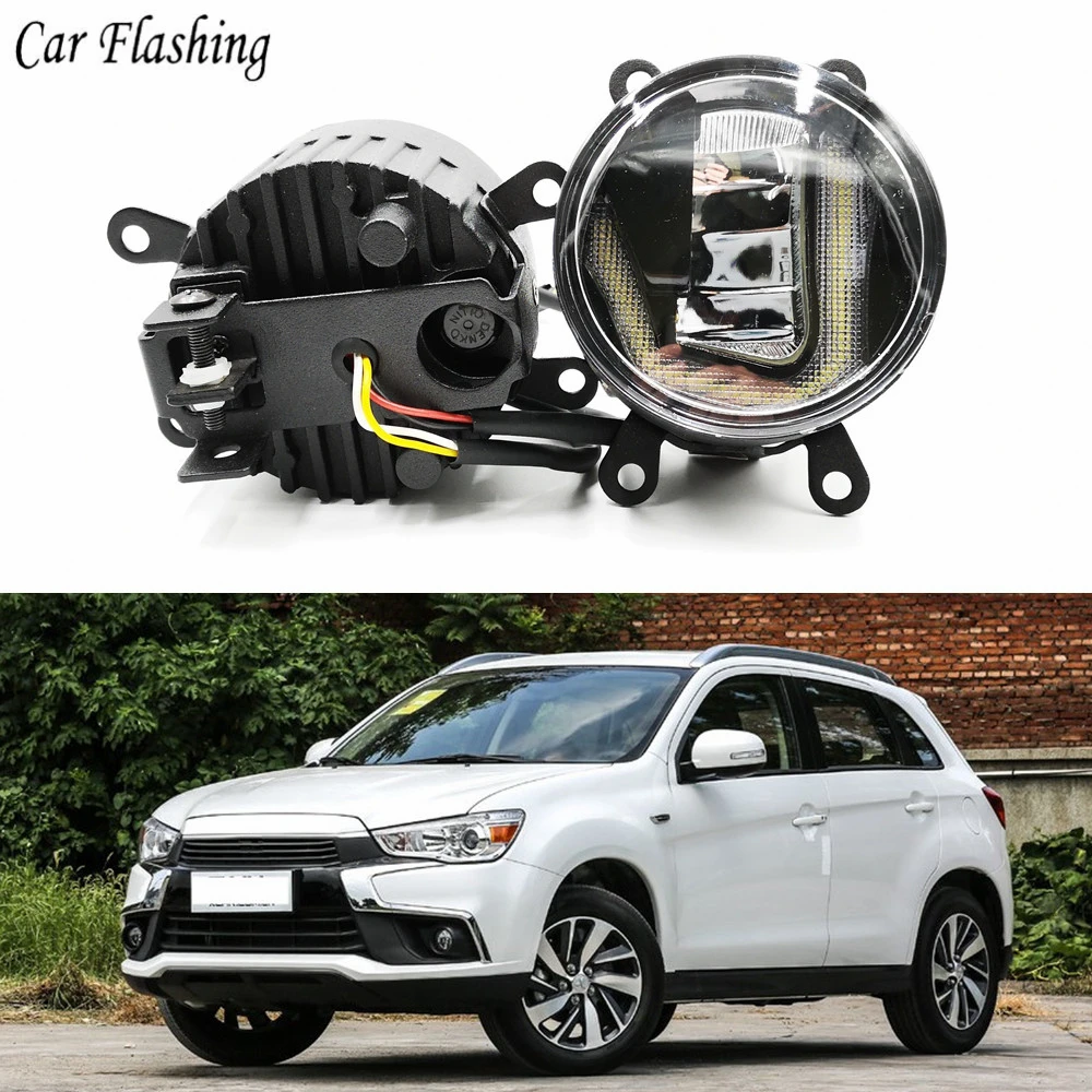 

3-IN-1 Functions Auto LED For Mitsubishi ASX 2011-2018 DRL Daytime Running Light Car Projector Fog Lamp with yellow signal
