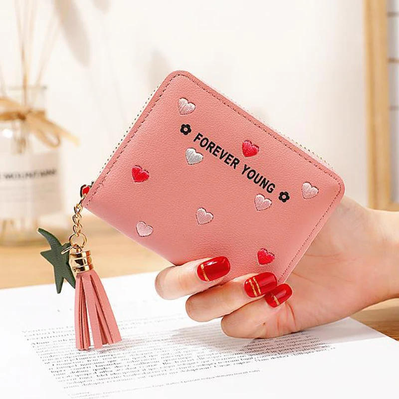 

Women's coin purse short zip coin bag cute fashion small fresh new mini card wallet slim vintage walletbrand card wallettop wall