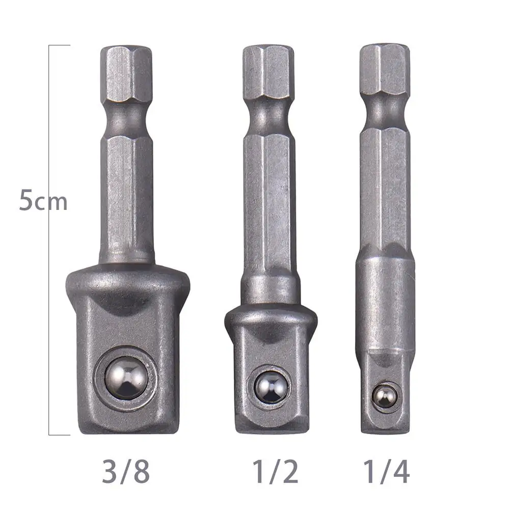 3pcs Silver Wrench Sleeve Extension Bar With Steel Ball Hex Shank Drive Power Drill Bit Socket Driver Adapter Set HW198