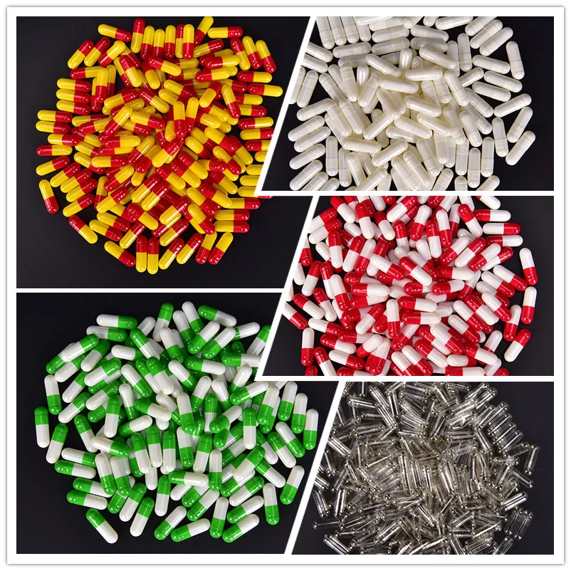 

1000Pcs Capsules Separated Box Multicolor Empty Gelatin Capsules Pill Vcaps Gel Halal Separated Box 5 Colors