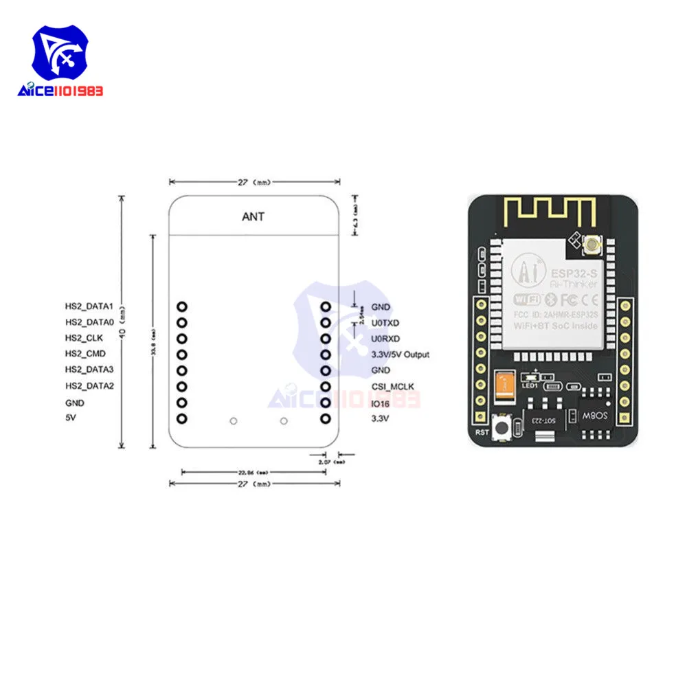 ESP32-CAM ESP32-S WI-FI плата Bluetooth OV2640 2MP Беспроводной Камера модуль TF карты слот Беспроводной расширения модуль для Arduino