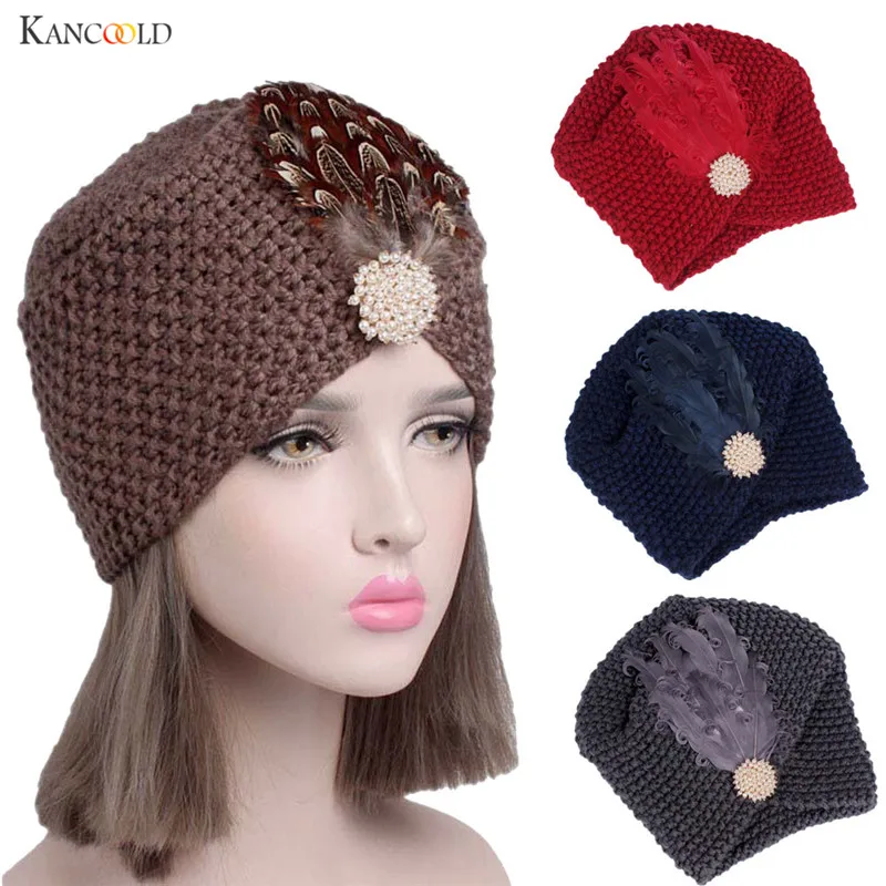 Winter Vintage Womens Knit Hat Winter Turban Caps For Women Ladies