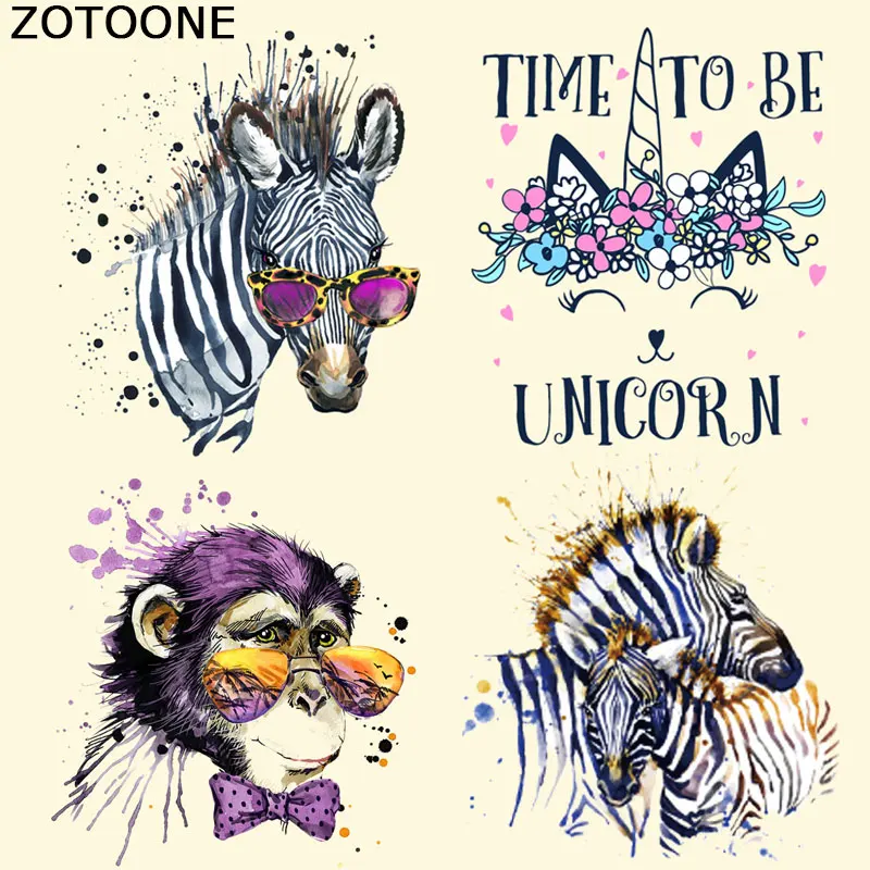 

ZOTOONE Iron on Patches for Clothes DIY Decoration Watercolor Animal Patch Print on T-shirt Dresses A-level Washable Stickers F