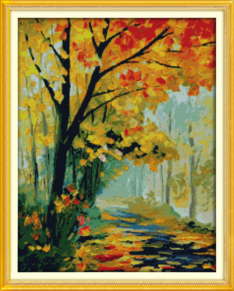 

Autumnal scenery (3) cross stitch kit DIY hand embroidery set craft handmade needlework