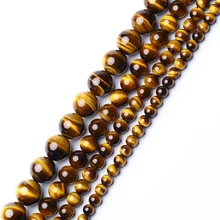 4 6 8 10 12 14mm AAA Grade Genuine Natural Round Yellow Tiger Eye Precious Stone Beads For Jewelry Making Beads DIY Beads 14mm precious natural blue kyanite gems stone cat eye big round crystal beads jewelry powerful stretch men bracelet