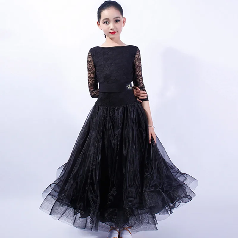 Lace Stitching Kids Ballroom Dress Waltz Dresses Standard Dance Dress For Girls Dance Wear Lyrical Princess