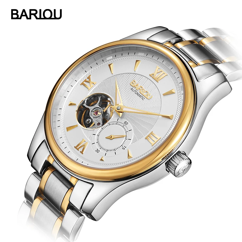 

BARIOU Men Watch Automatic Mechanical Luxury Hollow Men Wrist Watch Top Brand Luminous Male Clock Relogio Masculino Hodinky 46