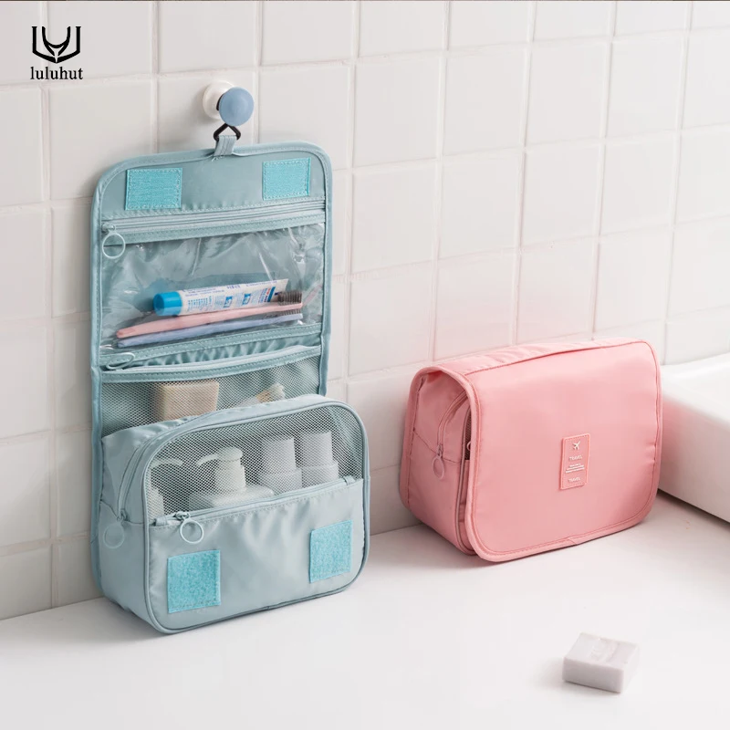 

luluhut travel cosmetic storage bag portable large capacity makeup bag travel wash tools container with hook and small pocket