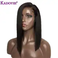 2019 Side Part Lace Front Human Hair Wigs Brazilian Remy Hair Straight Short Bob Wig with Baby Hair Pre Plucked For Black Women