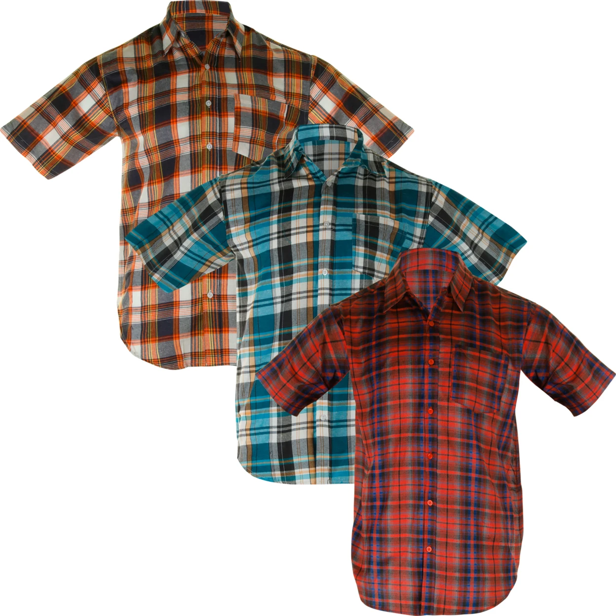 3-Pack Mystery Deal: Men's Plaid Short Sleeves Button Down Shirts (1)