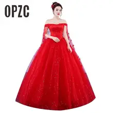 Свадебные платья под заказ, новинка года, красное романтическое платье невесты, большие размеры с вырезом сердечком, платье принцессы с вышивкой, Vestido De Novia