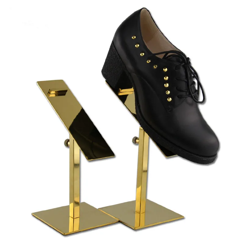 Золото Нержавеющая сталь Регулируемая высота каблуки держатель стойки выставочная полка для ботинок Стенд 4 цвета