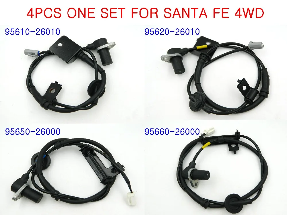 One Set 4Pcs ABS Wheel Speed Sensor Fits 01 06 Hyundai Santa Fe 4WD ABS