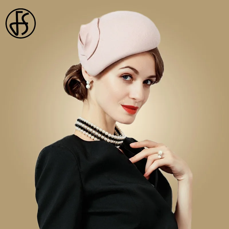 Fs White Wool Fascinator Hat For Women 