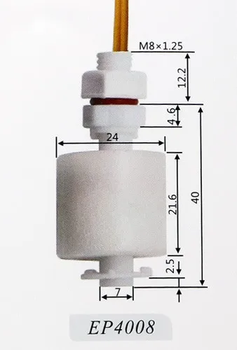 10 шт./лот M8* 40 мм 100 в поли Propy уровня воды Жидкость Сенсор мини-Поплавковый переключатель