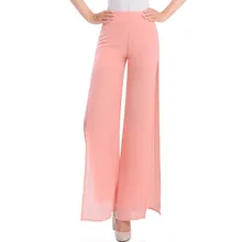 Для женщин шифоновые широкие штаны, длинные штаны, Летняя женская одежда корейский стиль большой Размеры тонкие шифоновые брюки K142