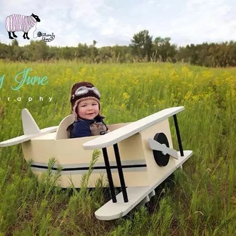 Реквизит для фотосъемки новорожденных детей с изображением деревянного самолета для студийной фотосессии пилота для маленьких мальчиков и девочек, детские фото-реквизиты