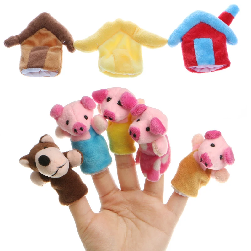 HBB Baby Three Little Pigs Finger Puppets Kids Educational Hand Toy