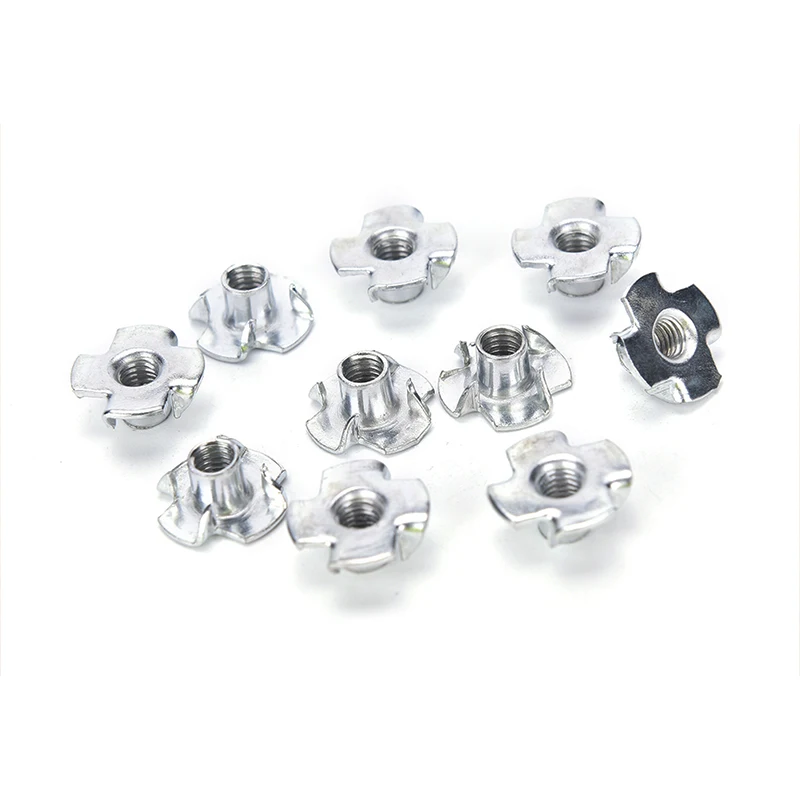 20 Pcs T Nut Zinc Plated 4 Prong Tee Nuts Fasteners M10 1.5mm T nut