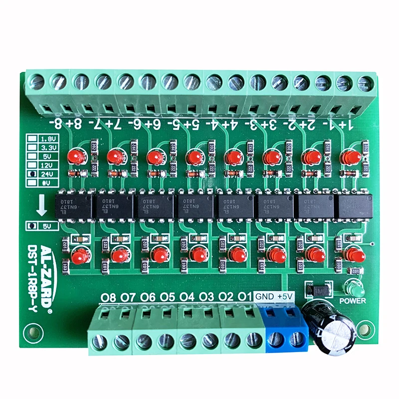 

24V to 5V 12V 3.3V 1.8V 8 Channel High Speed Optocoupler PLC Signal Conversion Board Differential Transfer Collector DST-1R8P-Y