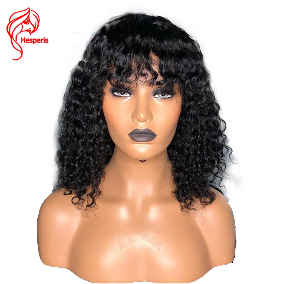 

Hesperi 13x6 Curly Bob Lace Front Wigs 130 Density Human Hair Lace Front Wigs Pre Plucked Brazilian Remy Wet Short Bob Wig