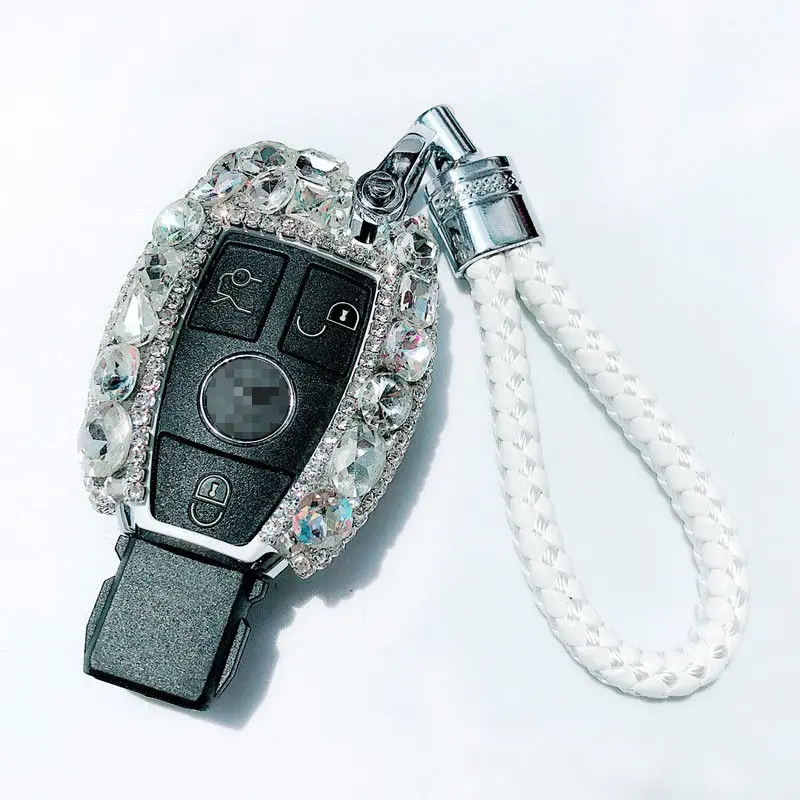 Автомобильный ключ чехол для Mercedes Benz C class GLC260 B200 CLA200 GLA авто ключ сумка чехол протектор для ключей с украшением в виде кристаллов алмаза стайлинга автомобилей - Название цвета: Key bag whit Rope