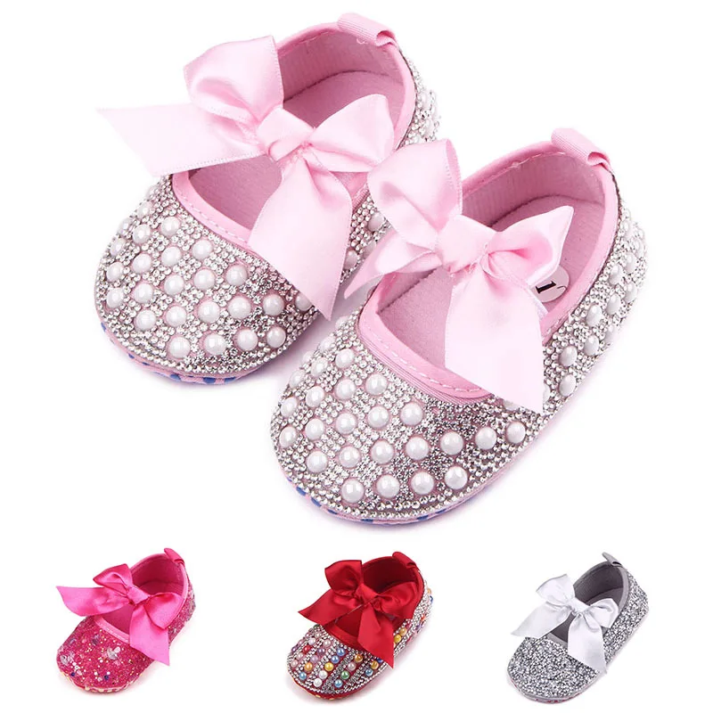 

Crystal Girl Princess Shoes Handmade Bling Beads First Walker Baby Girl Shoes