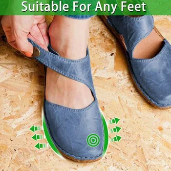 

Summer Flat Round Toe Sandals Retro Button Sandals Comfy Retro Velcro Mary Jane Comfort Shoes for Women Drop Shipping