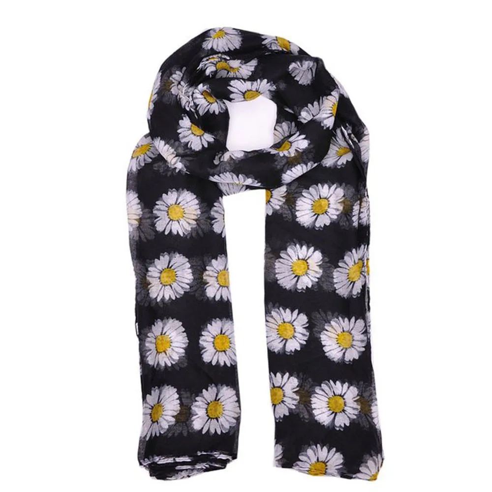 Lady Womens Long Cute Daisy Flower Print Scarf Wraps Shawl flower fmeal