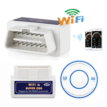 

White A+Quality ELM 327 WIFI V1.5 OBDII/OBD2 Auto Scanner Tool Support Android & IOS System ELM327 Wifi Support OBD II Protocols