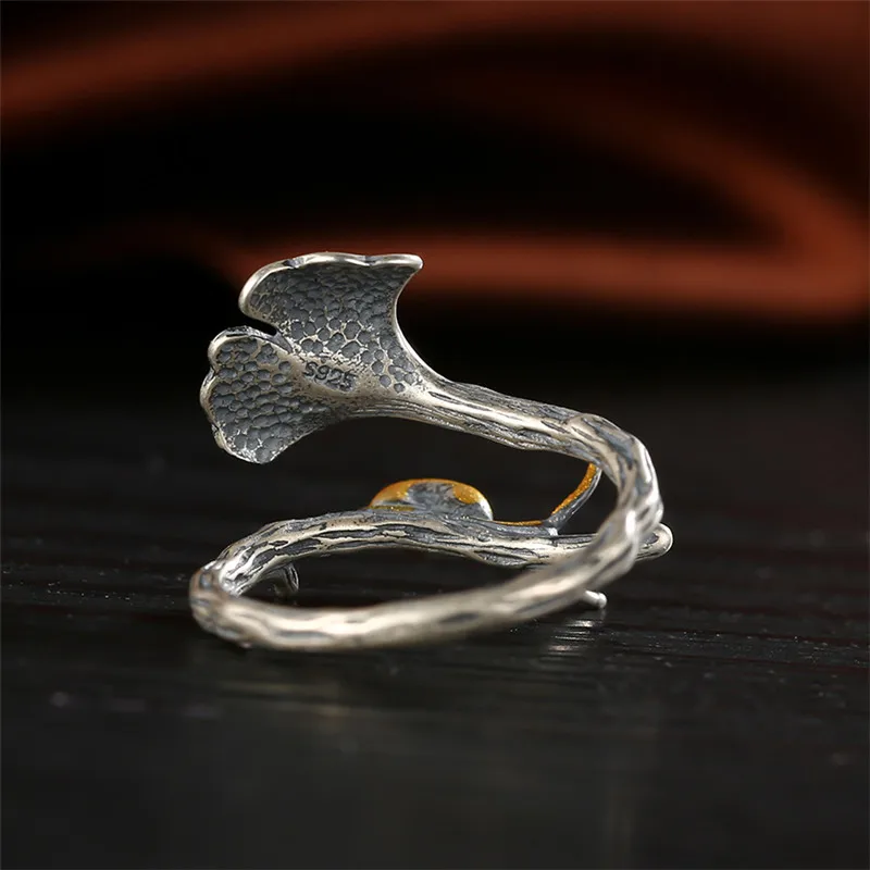 V. YA, уникальные кольца с листьями улиток в виде животных, настоящее чистое 925 пробы, серебряное, золотое, Открытое кольцо для женщин, ювелирные изделия, аксессуары