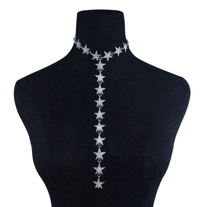 Новые модные ожерелья-Чокеры ожерелье с кулоном для женщин со звездами, в стиле бохо длинное эффектное короткое ожерелье колье Свадебные ювелирные изделия