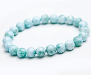

Genuine Natural Blue Larimar Gemstone Round 7mm Beads Stretch Bracelet From Dominica AAAAAA