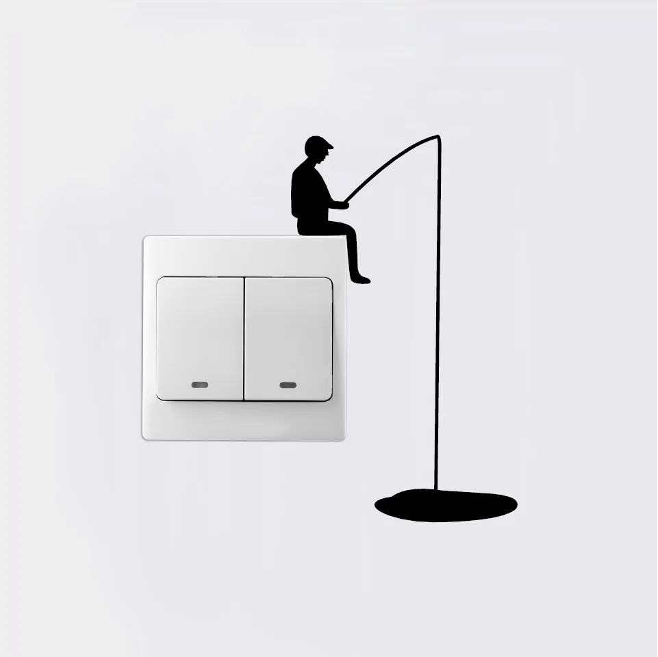 Creative Man Fishing Silhouette Light Switch Sticker Cartoon Vinyl Wall Sticker Home Decor Creative Man Fishing Silhouette Light Switch Sticker Cartoon Vinyl Wall Sticker Home Decor