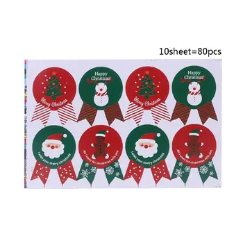 

5/10 Sheets 80Pcs DIY Scrapbooking Merry Christmas Gift Kraft Sticker Gift Labels Stickers Seal Christmas Theme series Badge