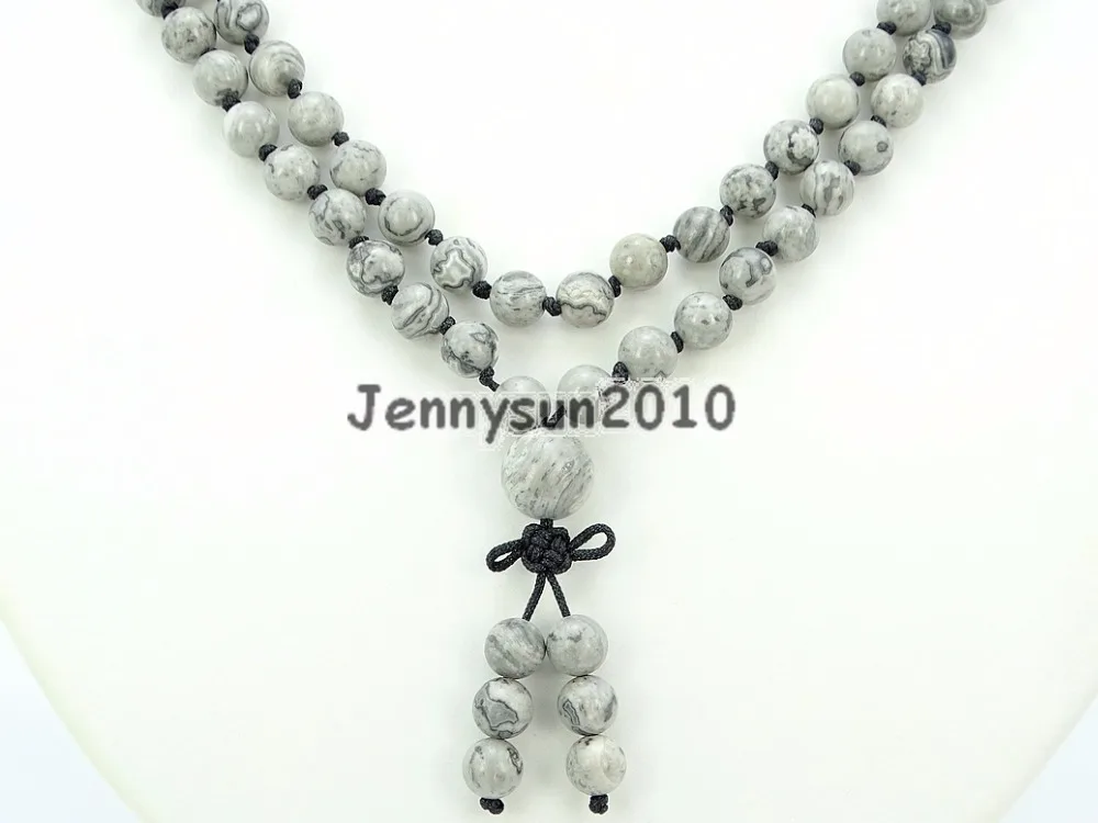 Goede Natuurlijke Landschap 6mm Gems Stone Boeddhistische 108 Kralen Gebed Mala Knoop Ketting Multi purpose 5 Strengen Pack
