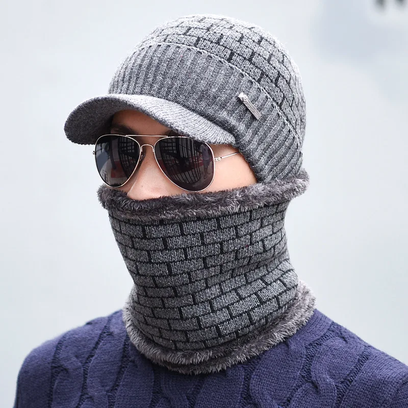 Fashion-Winter-Hat-Men-Scarf-Rings-Unisex-Knitted-Hat-Cap-2-Piece-Set-Gorras-Warm (2)