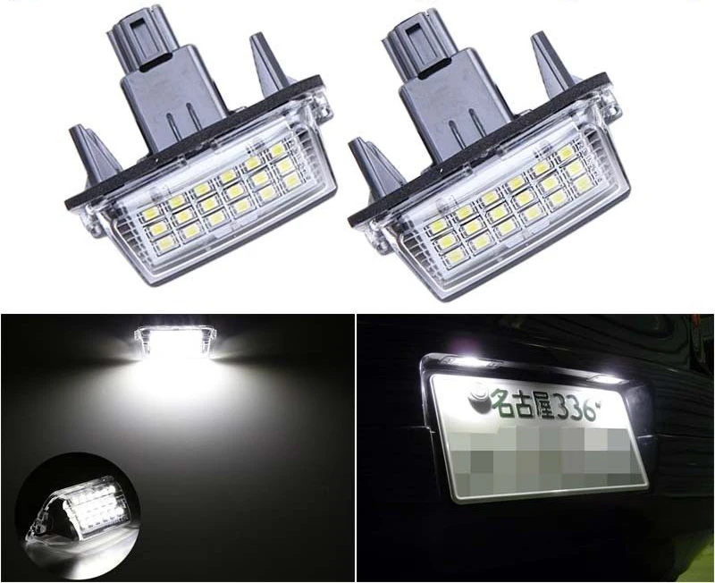 

2Pcs Xenon White LED registration number light License Plate Lights For Yaris,Vitz,Prius C,Verso/Ractis,Avensis,Esquire,SAI,Noah