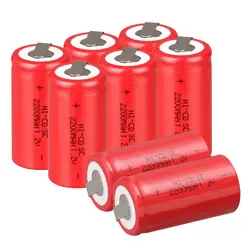 Высокое качество! 8 шт. Sub C SC Батарея аккумуляторная батарея 1.2 В 2200 мАч ni-cd Батарея Батареи- красного цвета 4.25*2.2 см